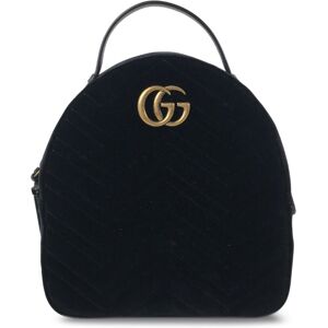 Pre-owned Gucci Small Velvet GG Marmont Matelasse Backpack Black