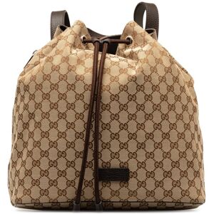 Pre-owned Gucci GG Canvas Drawstring Backpack Brown