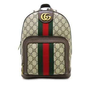 Pre-owned Gucci Small GG Supreme Ophidia Backpack Brown