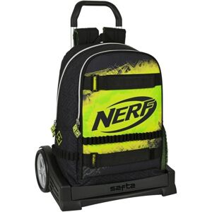 Skolerygsæk med Hjul Nerf Neon Sort Lime (31 x 44 x 17 cm)