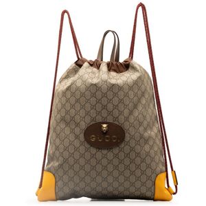 Pre-owned Gucci GG Supreme Neo Vintage Drawstring Backpack Brown