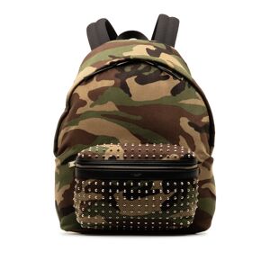 Pre-owned Saint Laurent Camouflage Studded Backpack Green