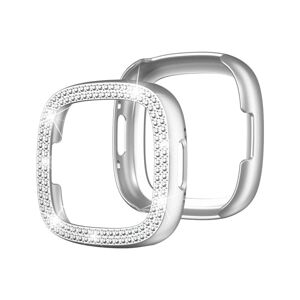 Shoppo Marte For Fitbit Versa 4 / Sense 2 Double-Row Diamond Electroplating PC Watch Case(Silver)
