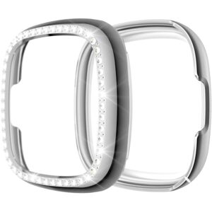 Shoppo Marte For Fitbit Versa 3 / Versa Sense Single Row Plating Diamonds PC Protective Case(Silver)