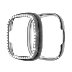 Shoppo Marte For Fitbit Versa 3 / Versa Sense Single Row Plating Diamonds PC Protective Case(Gray)