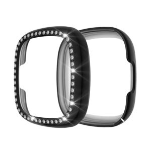 Shoppo Marte For Fitbit Versa 3 / Versa Sense Single Row Plating Diamonds PC Protective Case(Black)
