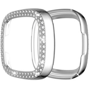 Shoppo Marte For Fitbit Versa 3 / Versa Sense Double Row Plating Diamonds PC Protective Case(Silver)