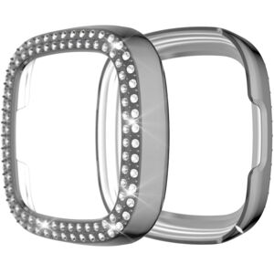 Shoppo Marte For Fitbit Versa 3 / Versa Sense Double Row Plating Diamonds PC Protective Case(Gray)