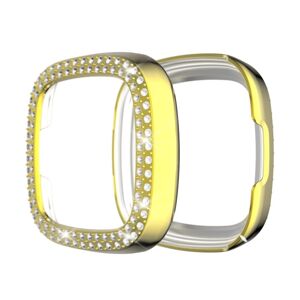 Shoppo Marte For Fitbit Versa 3 / Versa Sense Double Row Plating Diamonds PC Protective Case(Golden)