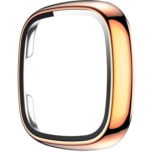 Shoppo Marte For Fitbit Versa 3 / Fitbit Sense Electroplated PC +Tempered Glass Watch Case(Rose Gold)