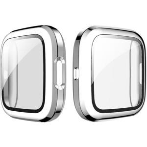 Shoppo Marte For Fitbit Versa 2 Plating PC Shell + Tempered Glass Film(Silver)