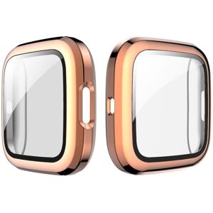 Shoppo Marte For Fitbit Versa 2 Plating PC Shell + Tempered Glass Film(Rose Gold)