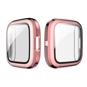 Shoppo Marte For Fitbit Versa 2 Plating PC Shell + Tempered Glass Film(Pink)