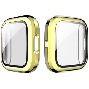 Shoppo Marte For Fitbit Versa 2 Plating PC Shell + Tempered Glass Film(Gold)