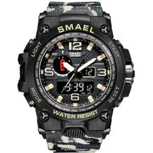 SMAEL 1545D Time Men Anti-Falling Night Light Alarm Vandtæt Sports Watch (Camouflage Khaki)