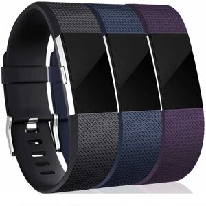 INF Fitbit Charge 2 armbånd silikone 3-pak Sort/Blå/Lilla (S) - Hurtige leveringer Sort/blå/lilla