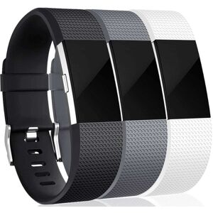 INF Fitbit Charge 2 armbånd silikone 3-pak Sort/Blå/Lilla (S) - Hurtige leveringer Sort/grå/hvid