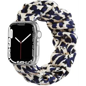 CaseOnline Scrunchie Elastic Armbånd Apple Watch 7 (41mm) - Leopard Blå