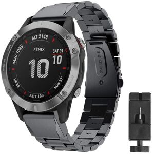 CaseOnline Rustfrit stål armbånd Garmin Fenix 6X - sort