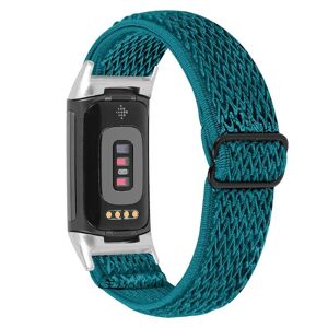 Generic Fitbit Charge 5 elastic nylon watch strap - Cyan