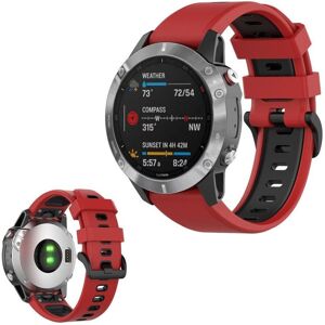 Generic Bi-color silicone watch band for Garmin Fenix 6 / 5 - Red / Black