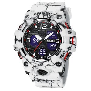 SMAEL 8008 Outdoor Waterproof Camouflage Sports Electronic Watch Luminous Multi-function Waist Watch(Camouflage White)