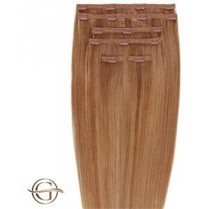 Gold24 Clip-on Hair Extensions #30 Kastanie 50cm - 7 dele