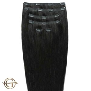 Gold24 Clip-on Hair Extensions #1 Sort 50cm - 7 dele