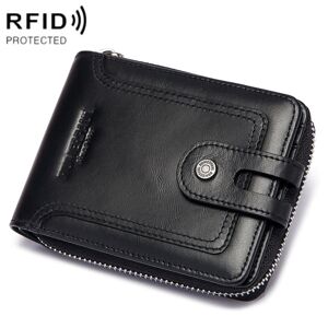 HUMERPAUL BP948-s RFID Anti-Theft Brush Men Leather Wallet Short Coin Purse(Black)