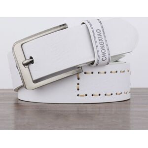 Dandali XX819 Men Retro Pin Buckle Leather Belt Waistband, Length: 110cm (White)