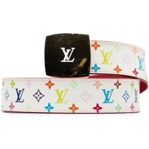 Pre-owned Louis Vuitton Monogram Multicolore LV Cut Reversible Belt White