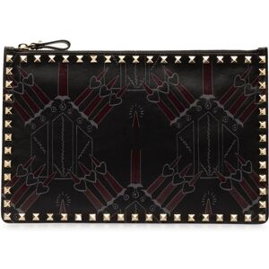 Pre-owned Valentino Rockstud Love Blade Clutch Black