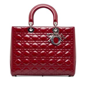 Christian Dior Pre-owned Dior Large Cannage Patent Lady Dior Red