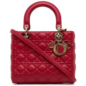 Christian Dior Pre-owned Dior Medium Lambskin Cannage Lady Dior Red