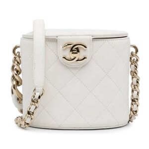 Pre-owned Chanel Elegant Chain Vanity Case White