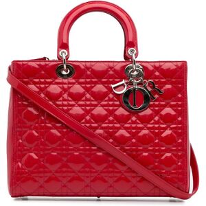 Christian Dior Pre-owned Dior Large Patent Cannage Lady Dior Red