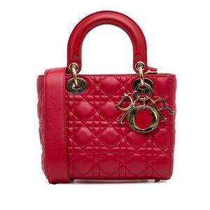 Christian Dior Pre-owned Dior Small Lambskin Cannage My ABCDior Lady Dior Red