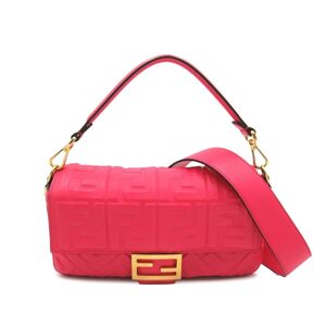 Pre-owned Fendi Medium Embossed Zucca Baguette Pink