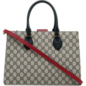 Pre-owned Gucci Medium GG Supreme Convertible Tote Brown