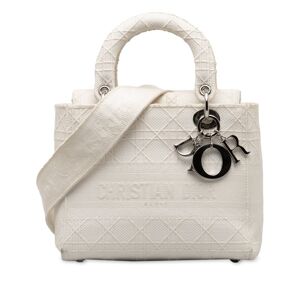 Christian Dior Pre-owned Dior Medium Cannage Lady D-Lite White
