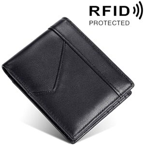 shopnbutik Stitching Leather Men Wallet RFID Anti-Theft Wallet(Black)