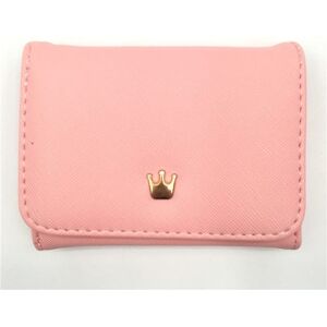 shopnbutik Short Mini Women Wallets Crown Decorated Fold PU Leather Coin Purse Card Holder(Pink)