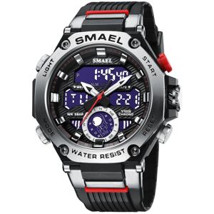 SMAEL 8069 Outdoor Multifunctional Waterproof Sports Alloy Luminous Watch(Black Silver)