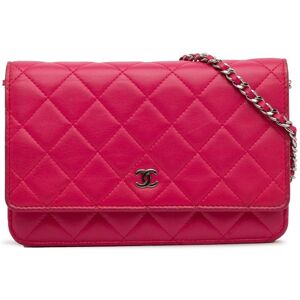 Pre-owned Chanel Classic Lambskin Wallet on Chain Pink