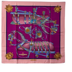 Pre-owned Hermes Harnais De Cour Silk Scarf Purple