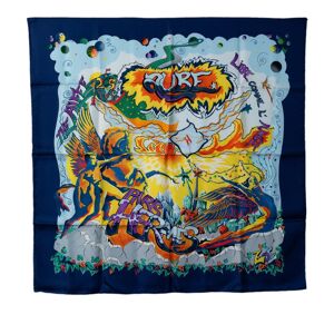 Pre-owned Hermes Aube Libre Comme L’Ange Silk Scarf Blue