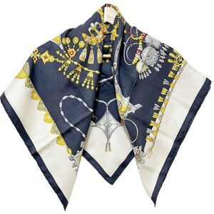 Pre-owned Hermes Printed Silk Scarf Blue