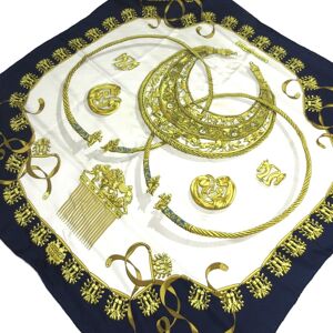 Pre-owned Hermes Les Cavaliers d'Or Silk Scarf Blue