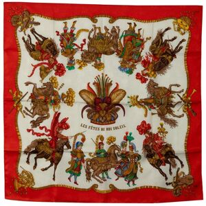 Pre-owned Hermes Les Fetes Du Roi Soleil Silk Scarf Red