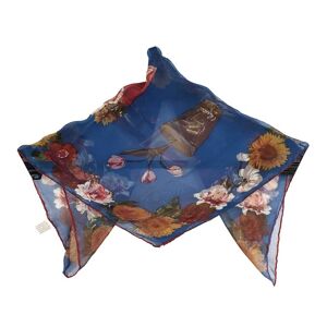 Pre-owned Gucci Printed Silk Scarf Blue